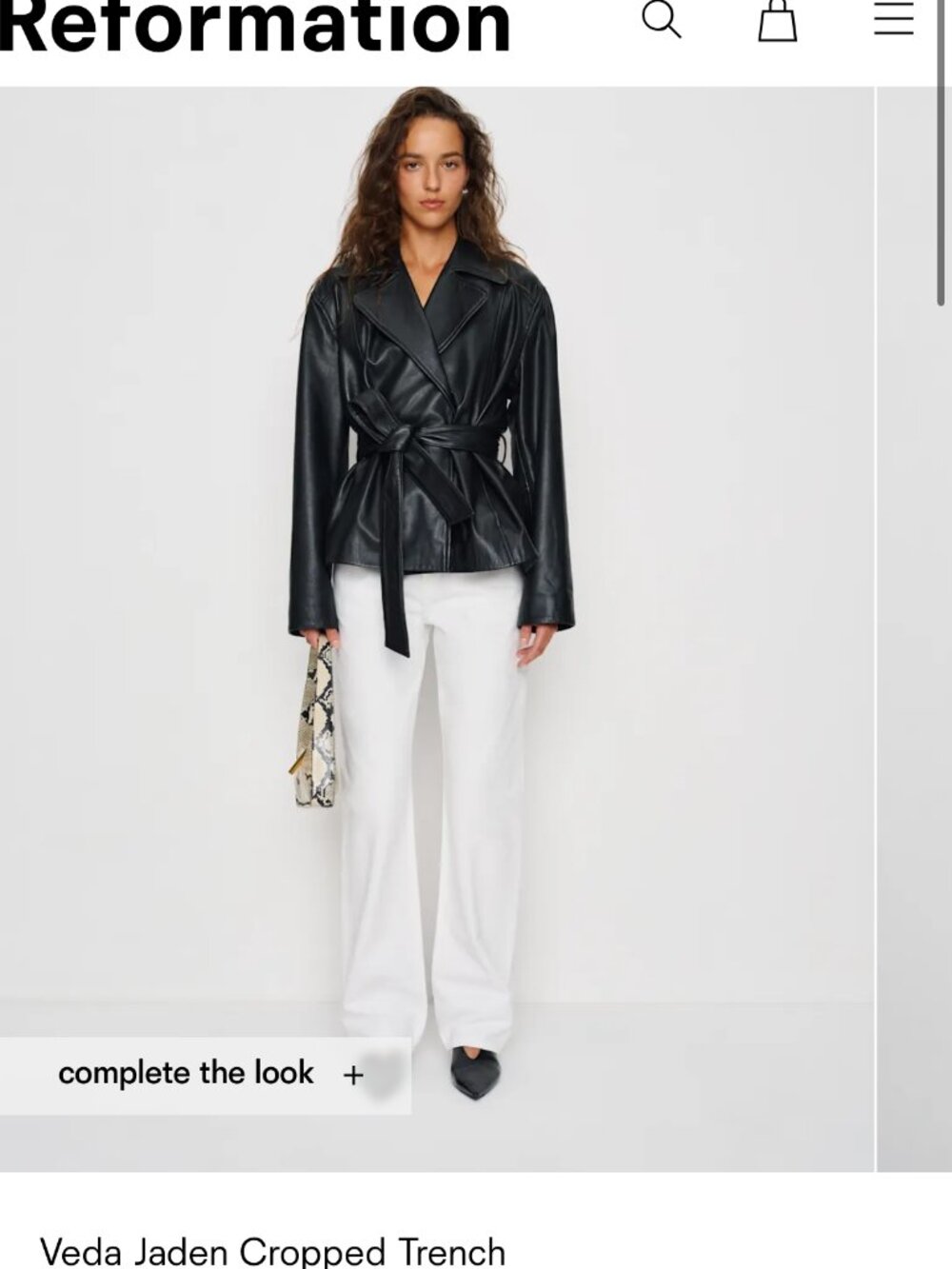 REFORMATION VEDA JADEN CROPPED TRENCH NWT SIZE S